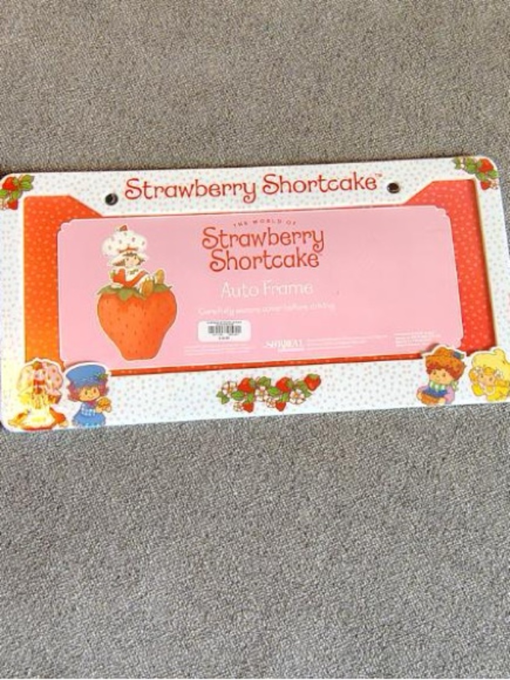 Strawberry Shortcake Retro License Plate Frame Plastic Pink White NWT Sealed
